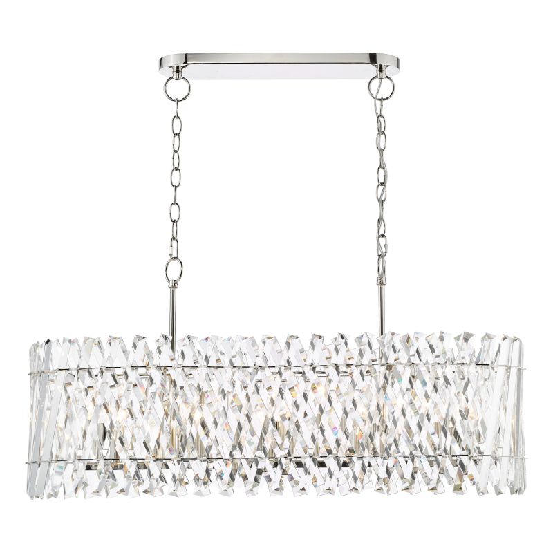 Dar-ENT2338 - Entwine - Nickel 10 Light over Island Fitting with Crystal