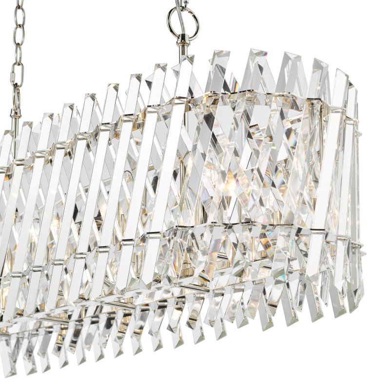 Dar-ENT2338 - Entwine - Nickel 10 Light over Island Fitting with Crystal