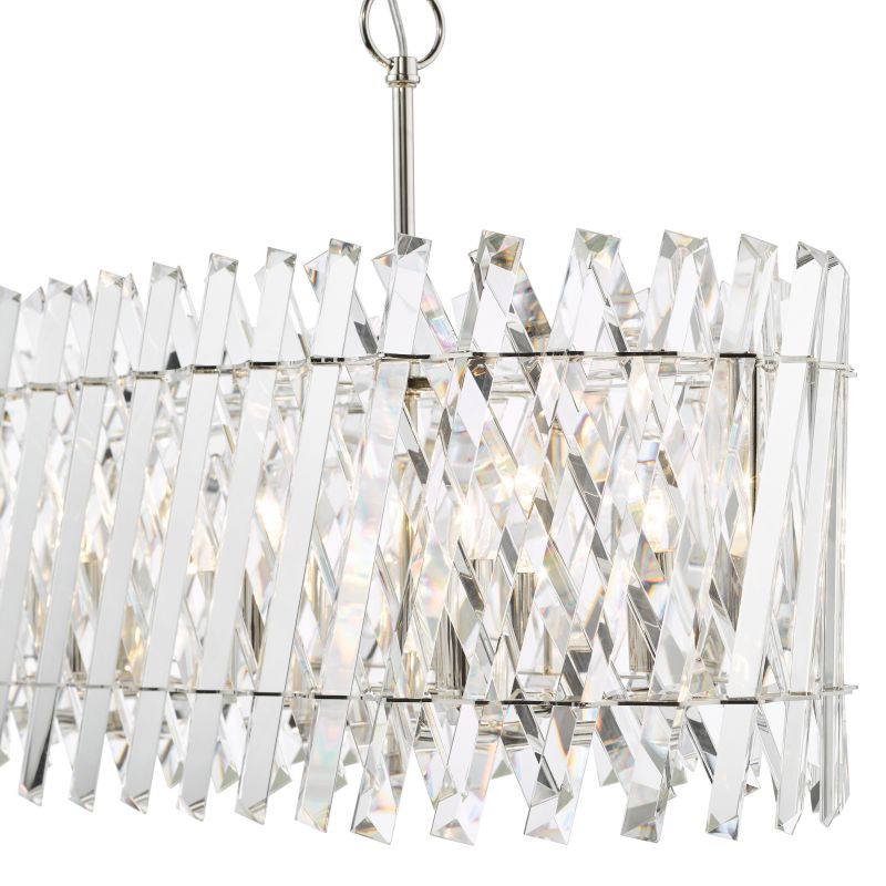 Dar-ENT2338 - Entwine - Nickel 10 Light over Island Fitting with Crystal