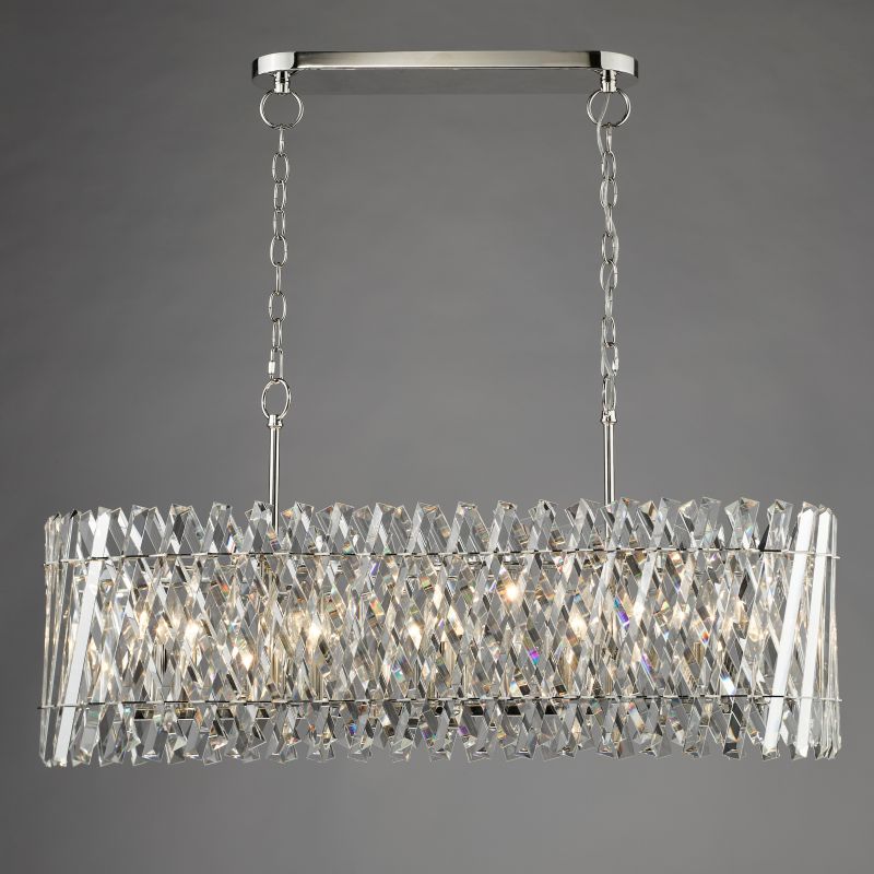 Dar-ENT2338 - Entwine - Nickel 10 Light over Island Fitting with Crystal