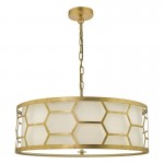 Epstein - Gold Leaf 4 Light Pendant with Linen Shade & Frosted Diffuser Epstein - Gold Leaf 4 Light Pendant with Linen Shade & Frosted Diffuser
