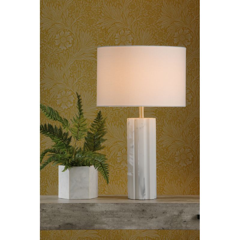 Dar-ERE422 - Erebus - Marble Effect Table Lamp with White Shade