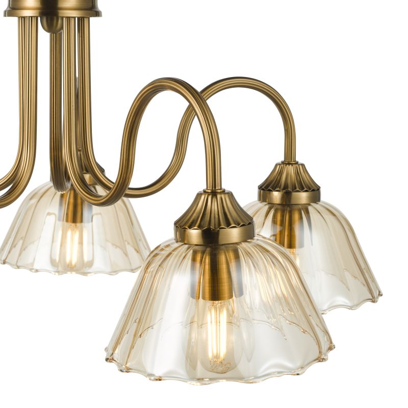 Dar-ERI0563 - Erika - Warm Bronze 5 Light Centre Fitting with Amber Glass