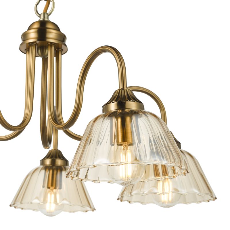 Dar-ERI0563 - Erika - Warm Bronze 5 Light Centre Fitting with Amber Glass