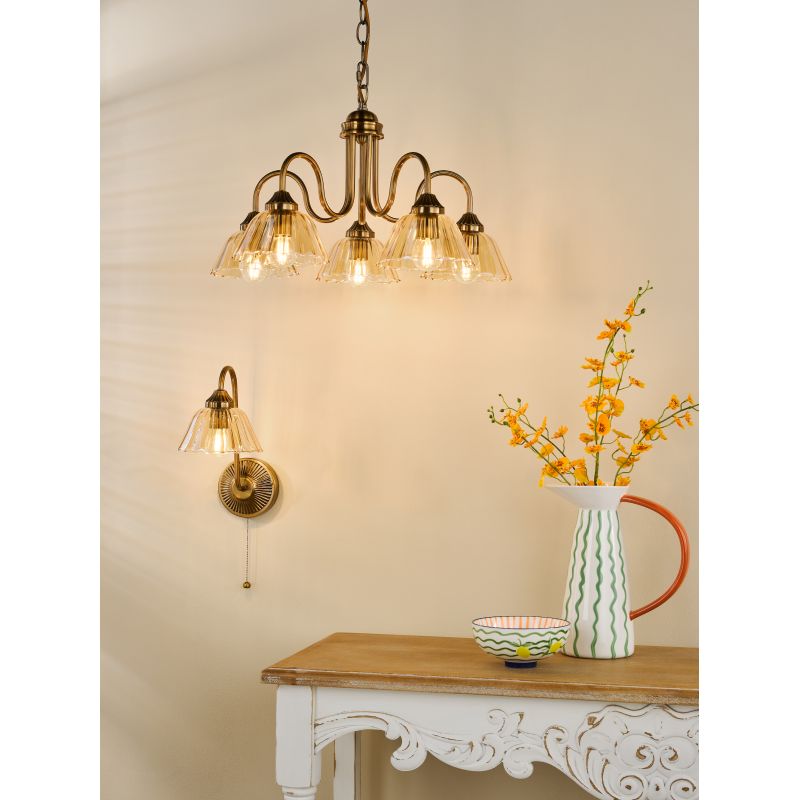 Dar-ERI0763 - Erika - Warm Bronze Wall Lamp with Amber Glass