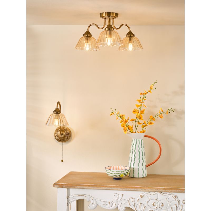 Dar-ERI0763 - Erika - Warm Bronze Wall Lamp with Amber Glass