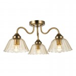 Erika - Warm Bronze 3 Light Semi Flush with Amber Glass