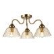 Dar-ERI5363 - Erika - Warm Bronze 3 Light Semi Flush with Amber Glass