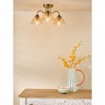 Erika - Warm Bronze 3 Light Semi Flush with Amber Glass