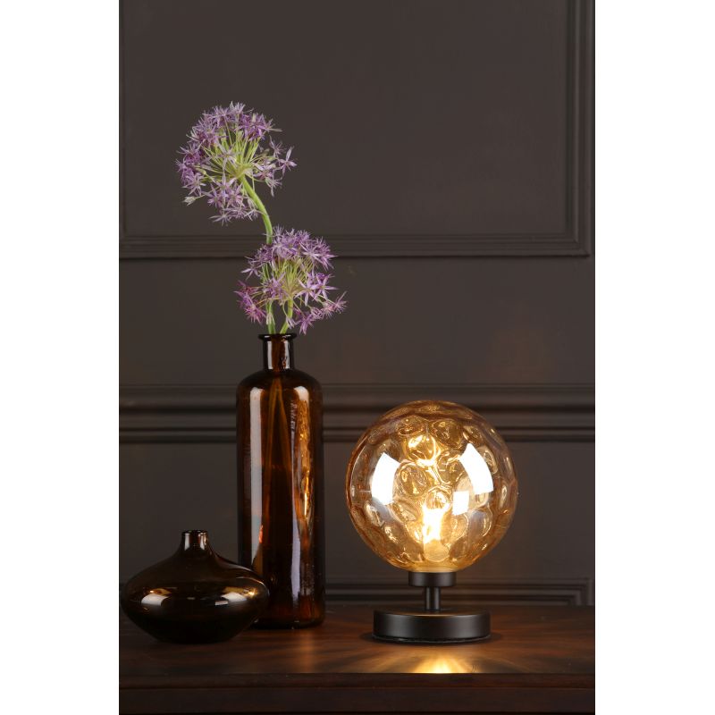 Dar-ESB4122-11 - Esben - Dimple Amber Glass & Black Touch Table Lamp