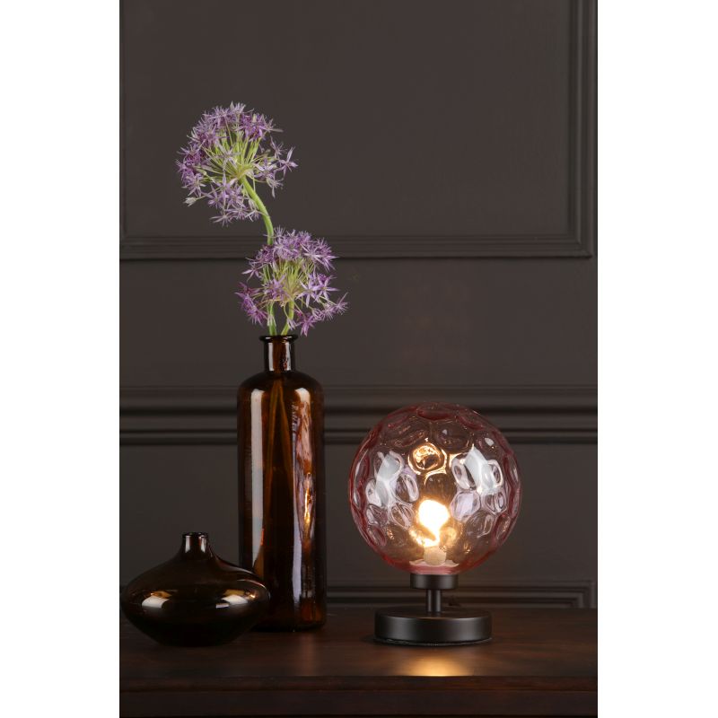 Dar-ESB4122-13 - Esben - Dimple Pink Glass & Black Touch Table Lamp