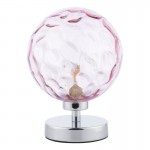 Esben - Chrome Touch Table Lamp with Pink Dimple Glass Esben - Chrome Touch Table Lamp with Pink Dimple Glass