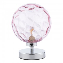 Esben - Chrome Touch Table Lamp with Pink Dimple Glass Esben - Chrome Touch Table Lamp with Pink Dimple Glass