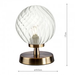 Esben - Antique Brass Touch Table Lamp with Clear Twisted Glass Esben - Antique Brass Touch Table Lamp with Clear Twisted Glass