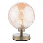 Esben - Antique Brass Touch Table Lamp with Amber Dimple Glass Esben - Antique Brass Touch Table Lamp with Amber Dimple Glass