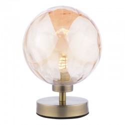 Esben - Antique Brass Touch Table Lamp with Amber Dimple Glass Esben - Antique Brass Touch Table Lamp with Amber Dimple Glass