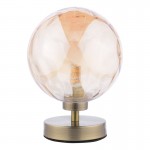 Esben - Antique Brass Touch Table Lamp with Amber Dimple Glass Esben - Antique Brass Touch Table Lamp with Amber Dimple Glass