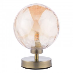 Esben - Antique Brass Touch Table Lamp with Amber Dimple Glass Esben - Antique Brass Touch Table Lamp with Amber Dimple Glass