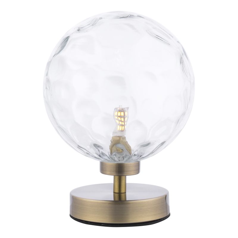 Dar-ESB4175-12 - Esben - Dimple Clear Glass & Antique Brass Touch Table Lamp