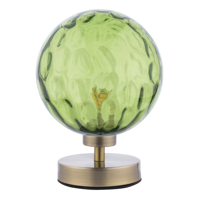 Dar-ESB4175-14 - Esben - Dimple Green Glass & Antique Brass Touch Table Lamp