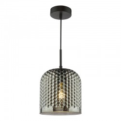 Esila - Matt Black Pendant with Decorative Smoked Glass