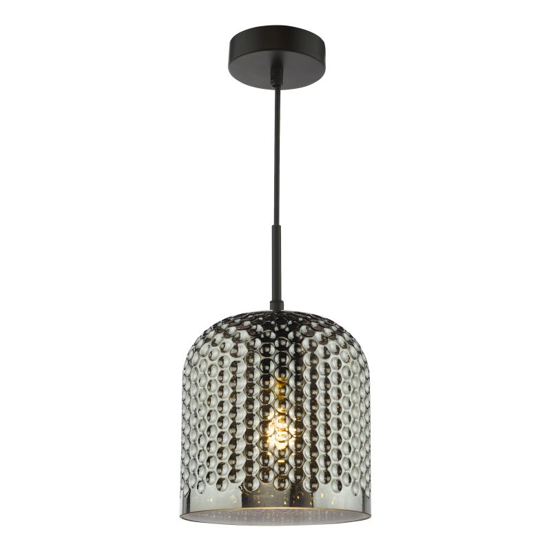 Dar_Vol3-ESI0110 - Esila - Matt Black Pendant with Decorative Smoked Glass