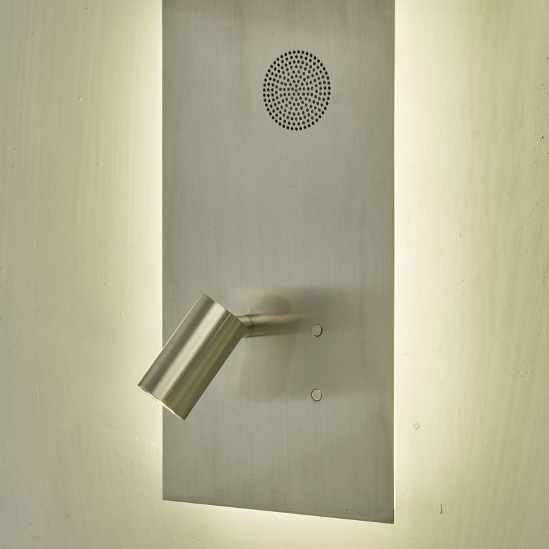 LED Lights - Eta - LED Satin Nickel with Bluetooth Speaker Double Wall Lamp Dar-ETA7146 - Eta - LED Satin Nickel with Bluetooth Speaker Double Wall Lamp