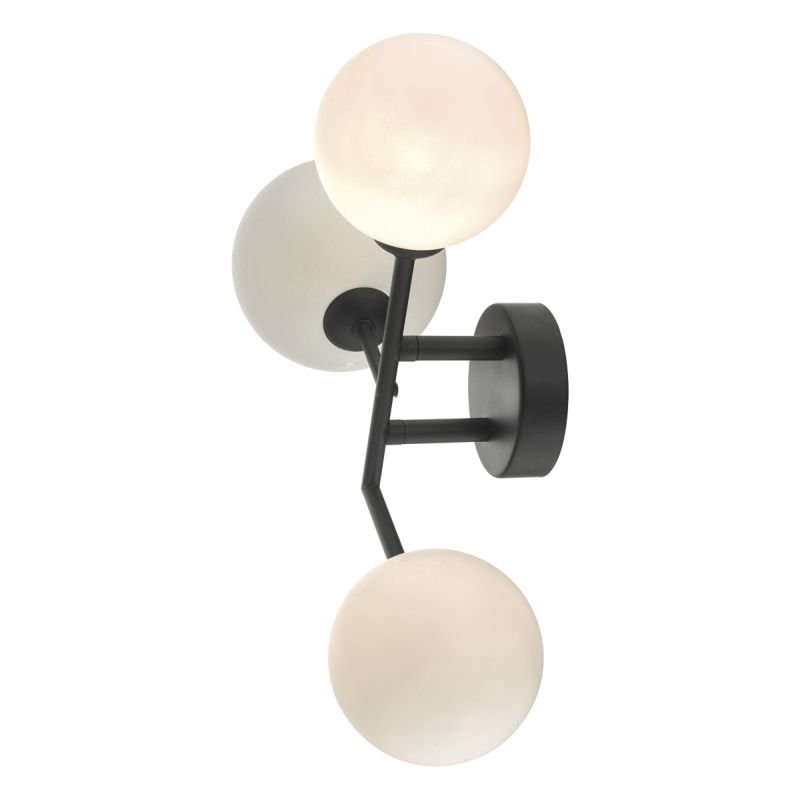 Dar-EUA3022 - Euan - Opal Glass & Black 3 Light Wall Lamp