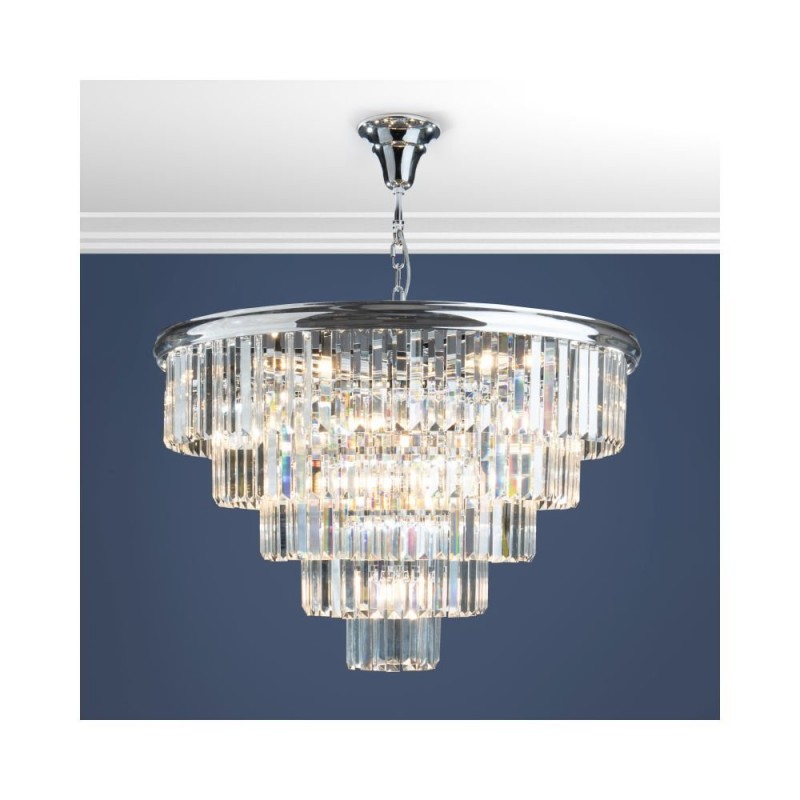 Ceiling Lights - Eulalia - Crystal & Chrome 12 Light Chandelier Dar-EUL1250 - Eulalia - Crystal & Chrome 12 Light Chandelier