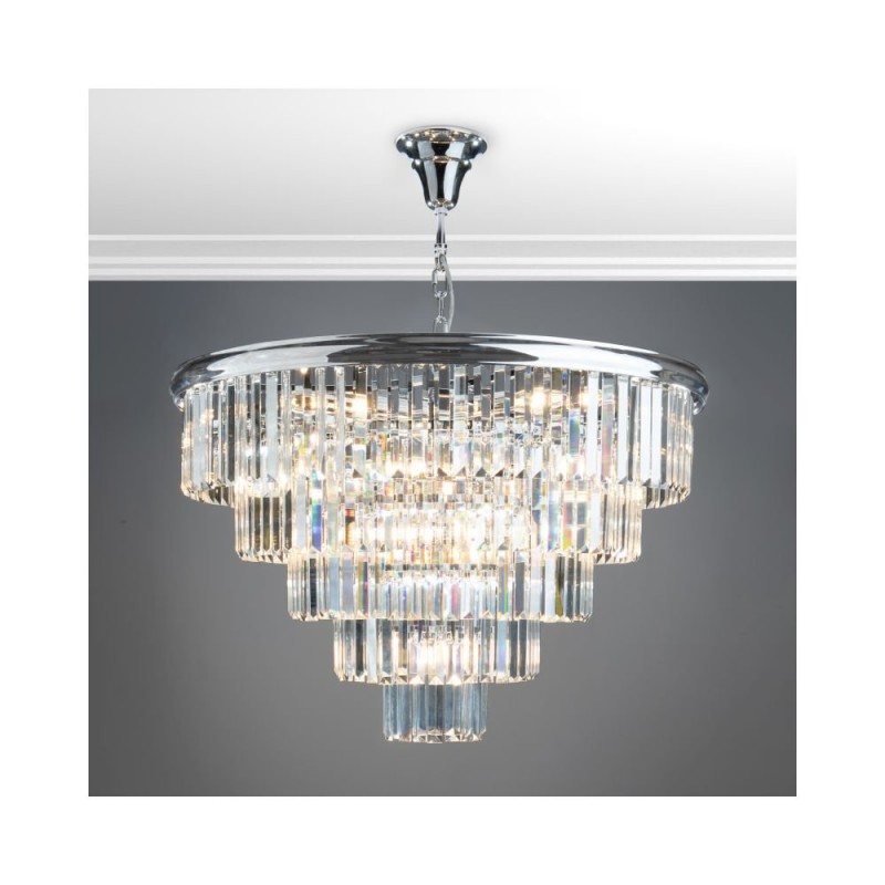 Ceiling Lights - Eulalia - Crystal & Chrome 12 Light Chandelier Dar-EUL1250 - Eulalia - Crystal & Chrome 12 Light Chandelier