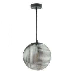 Evander - Black Pendant with Smoked Ribbed Glass Evander - Black Pendant with Smoked Ribbed Glass