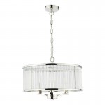 Eveyln - Polished Nickel 3 Light Pendant with Clear Glass Rods Eveyln - Polished Nickel 3 Light Pendant with Clear Glass Rods
