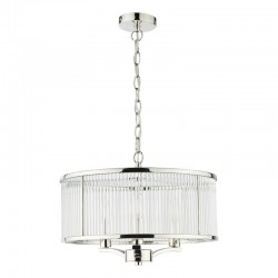 Eveyln - Polished Nickel 3 Light Pendant with Clear Glass Rods Eveyln - Polished Nickel 3 Light Pendant with Clear Glass Rods