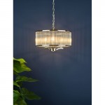 Eveyln - Polished Nickel 3 Light Pendant with Clear Glass Rods Eveyln - Polished Nickel 3 Light Pendant with Clear Glass Rods
