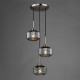 Dar_Vol3-FAB0338 - Fabrienne - Satin Nickel 3 Light Cluster Pendant with Textured Smoked Glass