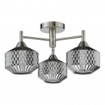 Fabrienne - Satin Nickel 3 Light Semi Flush with Textured Smoked Glass Fabrienne - Satin Nickel 3 Light Semi Flush with Textured Smoked Glass