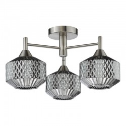 Fabrienne - Satin Nickel 3 Light Semi Flush with Textured Smoked Glass Fabrienne - Satin Nickel 3 Light Semi Flush with Textured Smoked Glass