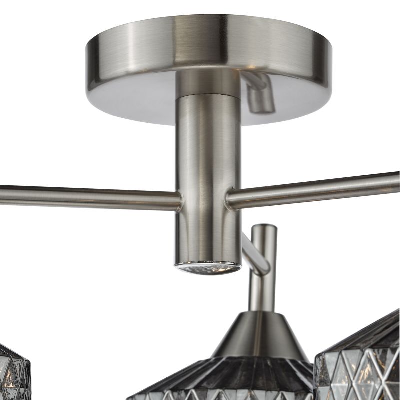 Dar_Vol3-FAB5338 - Fabrienne - Satin Nickel 3 Light Semi Flush with Textured Smoked Glass