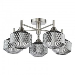 Fabrienne - Satin Nickel 5 Light Semi Flush with Textured Smoked Glass Fabrienne - Satin Nickel 5 Light Semi Flush with Textured Smoked Glass
