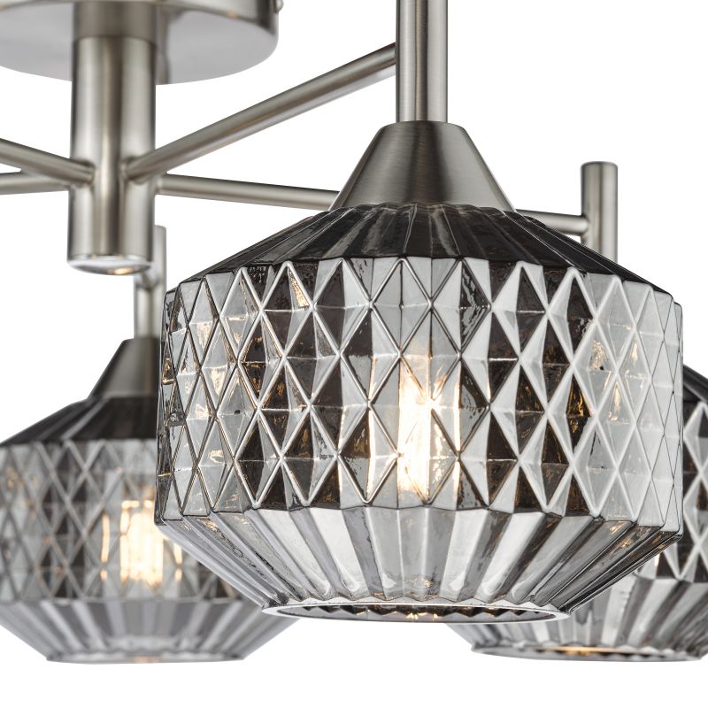 Dar_Vol3-FAB5438 - Fabrienne - Satin Nickel 5 Light Semi Flush with Textured Smoked Glass