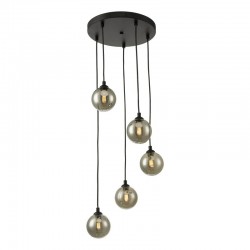 Federico - Black 5 Light Cluster Pendant with Smoked Mirrored Glass Federico - Black 5 Light Cluster Pendant with Smoked Mirrored Glass