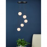 Federico - Black 5 Light Cluster Pendant with Opal White Glass Federico - Black 5 Light Cluster Pendant with Opal White Glass