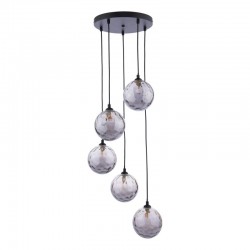 Federico - Black 5 Light Cluster Pendant with Smoked Dimple Glass Federico - Black 5 Light Cluster Pendant with Smoked Dimple Glass