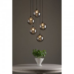 Federico - Black 5 Light Cluster Pendant with Smoked Dimple Glass Federico - Black 5 Light Cluster Pendant with Smoked Dimple Glass