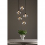Federico - Black 5 Light Cluster Pendant with Clear Dimple Glass Federico - Black 5 Light Cluster Pendant with Clear Dimple Glass