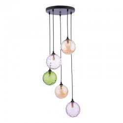 Federico - Black 5 Light Cluster Pendant with Multicoloured Dimple Glass Federico - Black 5 Light Cluster Pendant with Multicoloured Dimple Glass