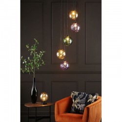 Federico - Black 5 Light Cluster Pendant with Multicoloured Dimple Glass Federico - Black 5 Light Cluster Pendant with Multicoloured Dimple Glass