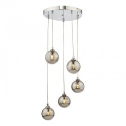 Federico - Chrome 5 Light Cluster Pendant with Smoked Mirrored Glass Federico - Chrome 5 Light Cluster Pendant with Smoked Mirrored Glass