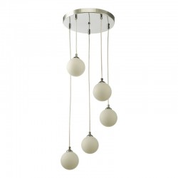 Federico - Chrome 5 Light Cluster Pendant with Opal White Glass Federico - Chrome 5 Light Cluster Pendant with Opal White Glass