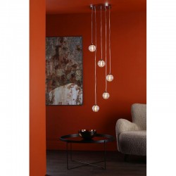 Federico - Chrome 5 Light Cluster Pendant with Clear Ribbed Glass Federico - Chrome 5 Light Cluster Pendant with Clear Ribbed Glass